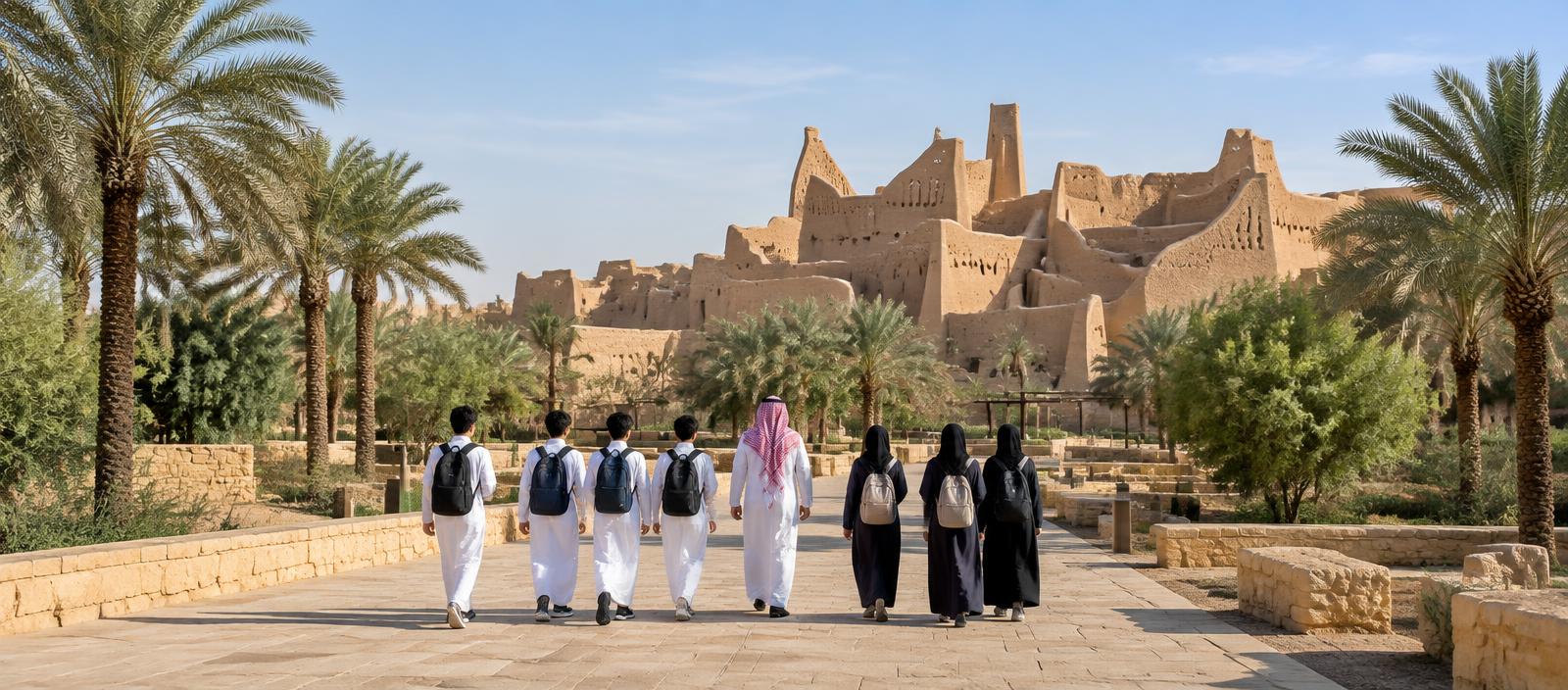 طلاب في زيارة تعليمية إلى موقع تراثي
